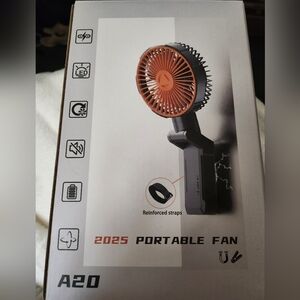 Portable Fan with Orange and Black Design